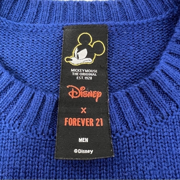 Disney x Forever 21 Daffy Duck Long Sleeve Crew Neck Sweater Size L Blue Gold - Picture 7 of 11